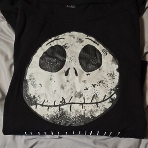 Black Graphic T-Shirt with White Skull Design